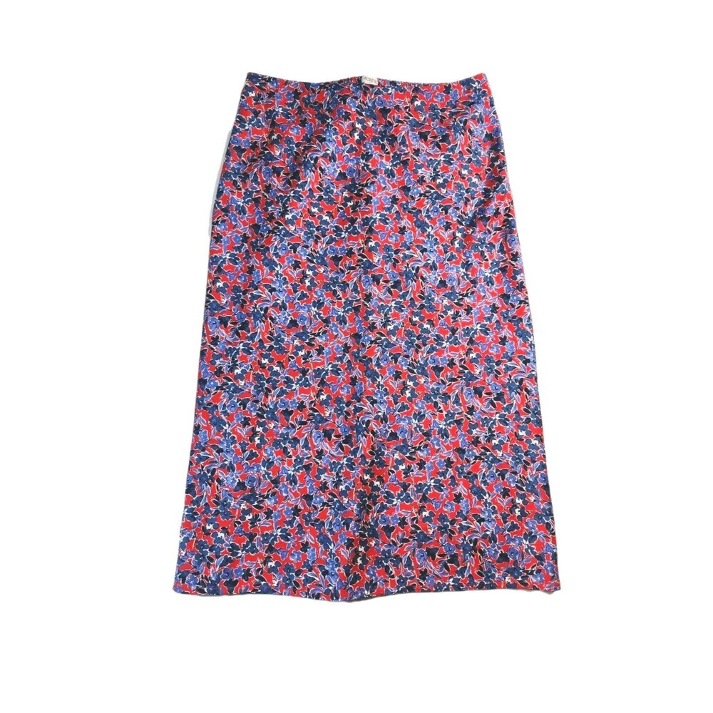 J.Crew Gwyneth Slip Skirt Berry Floral Midi Womens XS Elastic Waist Satin-Like